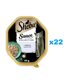 SHEBA Sauce Collection 22x85 g nedves teljes értékű eledel felnőtt macskáknak, borjúhússal, mártásban, felvágva