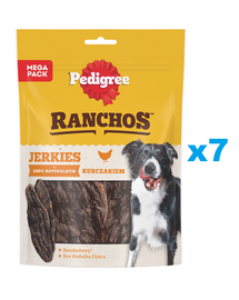 PEDIGREE Ranchos Jerkies 7x180g Gabonamentes kiegészítő takarmány felnőtt kutyáknak csirkehússal