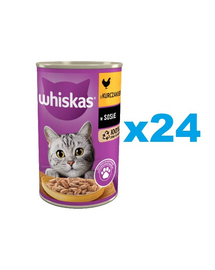 WHISKAS Adult 24x400 g teljes értékű nedves eledel felnőtt macskáknak csirkemellel mártásban