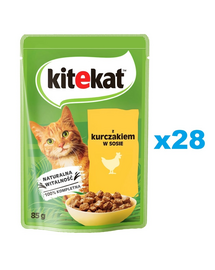 KITEKAT Csirke mártásban 28x85 g felnőtt macskák számára