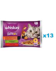 WHISKAS Adult tasak 52x85g Rural Flavours Collection nedves macskaeledel mártásos darabokban bárányhússal, csirkével és sárgarépával, marhahússal és baromfival