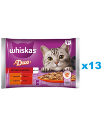 WHISKAS Adult tasak 52x85g Classic Sets nedves macskaeledel zselés darabokban marhahússal és baromfival, bárányhússal és kacsával