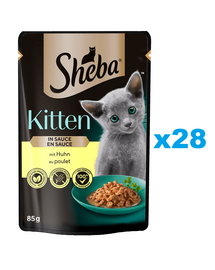 SHEBA Kitten tasak 28x85 g nedves teljes értékű cicatáp csirkedarabok mártásban