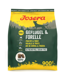 JOSERA Geflügel Forelle 900 g gabonamentes táplálék aktív kutyáknak
