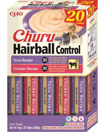 INABA Churu Cat Hairball 20x14g tonhal és csirke krémes csemege macskáknak
