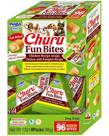 INABA Dog Churu Fun Bites Chicken with Pumpkin 8x12g csirke- és sütőtökös wrapok kutyáknak
