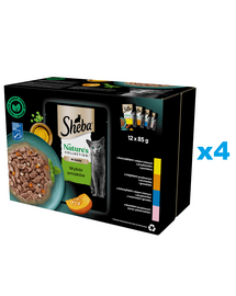 SHEBA Nature’s Collection Selection of Flavours 48x85 g teljes értékű nedves eledel felnőtt macskáknak mártásban: csirkével, pulykával, tonhallal, lazaccal