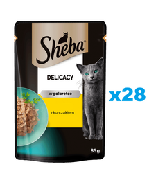SHEBA Delicacy tasak 28x85 g nedves teljes értékű eledel felnőtt macskáknak csirkedarabok zselében