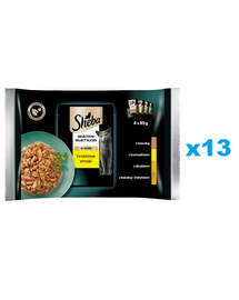SHEBA Selection Select Slices Poultry Flavours tasak 52x85 g nedves teljes értékű eledel felnőtt macskáknak, kacsa, csirke, baromfi, kacsa és pulyka szaftos szeletekkel
