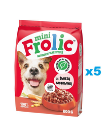 FROLIC Mini Naturally Irresistible 5x800 g félnedves, kistestű kutyatáp friss marhahússal