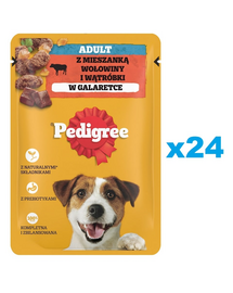 PEDIGREE Adult 24x100g teljes értékű nedves eledel felnőtt kutyáknak, marhahús és máj keverékkel, zselében