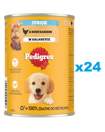 PEDIGREE Junior 24x400g mokra pełnoporcjowa karma dla dorastających psów z kurczakiem w galaretce