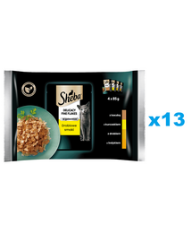 SHEBA Delicacy Fine Flakes Drobiowe Smaki saszetki 52x85 g mokra karma pełnoporcjowa dla dorosłych kotów w galaretce kawałki z: kaczką, kurczakiem, drobiem, indykiem