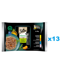 SHEBA Nature’s Collection Wybór Smaków 52x85 g mokra karma pełnoporcjowa dla dorosłych kotów w sosie kawałki z kurczakiem, indykiem, tuńczykiem, łososiem