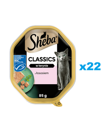 SHEBA Classics tacka 22x85 g mokra karma pełnoporcjowa dla dorosłych kotów z łososiem w terynie