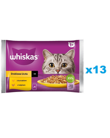 WHISKAS Adult saszetka 52x85 g Drobiowa Uczta mokra karma dla dorosłych kotów w sosie z: kurczakiem, indykiem