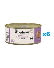 APPLAWS Cat Adult Mackerel with Sardine in Broth makrela i sardynka w bulionie 6x70 g