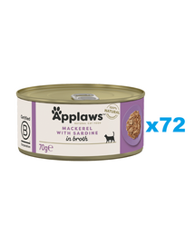 APPLAWS Cat Adult Mackerel with Sardine in Broth makrela i sardynka w bulionie 72x70 g