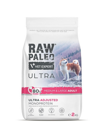RAW PALEO Ultra Pork Medium&Large Adult 2kg közepes és nagy testű felnőtt kutyák számára sertéshús