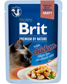 BRIT Premium By Nature Fillets in Gravy for Sterilized cats csirkével 24x85g