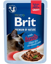 BRIT Premium By Nature Fillets in Gravy for Sterilized cats báránnyal 24x85g
