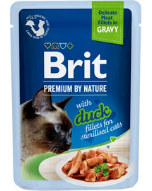 BRIT Premium By Nature Fillets in Gravy for Sterilized cats kacsával 24x85g
