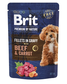 BRIT Premium By Nature Dog Fillets in Gravy marhahússal és sárgarépával 24x85g