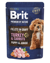 Premium By Nature Puppy Junior Fillets in Gravy z indykiem i marchewką 24x85g