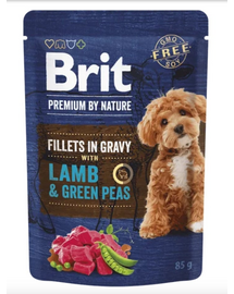 Premium By Nature Dog Fillets in Gravy z jagnięciną i zielonym groszkiem 24x85g