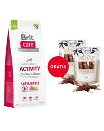 BRIT Care Dog Sustainable Activity Chicken & Insect kutyáknak csirkével és rovarokkal 12 kg + WOOLF Chicken And Rawhide Twister 2 x 100 g AJÁNDÉKBA