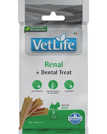 FARMINA Vet Life Dental Treat Renal Mini 60 g (7 db) dentális jutalomfalat kisméretű kutyák számára