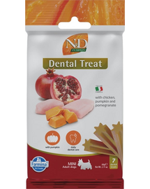 FARMINA N&D Pumpkin Dental Treat Chicken Pomegranate Mini 60 g (7 db) fogápoló falat kutyák számára kisméretű fajtákhoz