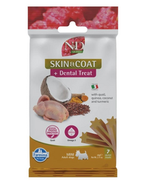 FARMINA N&D Quinoa Dental Treat Skin Coat Quail Mini 60 g (7 db) fogápoló jutalom kisméretű kutyák számára