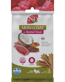 FARMINA N&D Quinoa Dental Treat Skin Coat Duck Mini 60 g (7 db) dentális jutalomfalat kisméretű kutyák számára