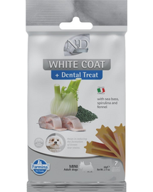 FARMINA N&D White Dental Treat Coat Sea bass Mini 60 g (7 db) fogápoló kutyakeksz kis testű kutyáknak