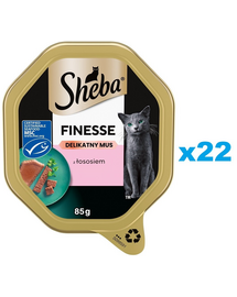 SHEBA Finesse tacka 22x85 g mokra karma pełnoporcjowa dla dorosłych kotów z łososiem w musie