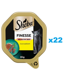 SHEBA Finesse 22x85 g teljes értékű nedves eledel felnőtt macskáknak csirkehússal és pürével