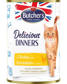 Delicious Dinners, karma dla kota, kawałki z kurczakiem w galaretce, 400g