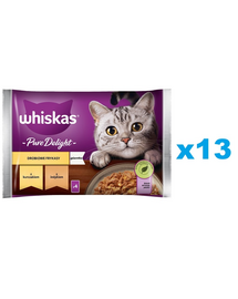 WHISKAS Adult saszetka 52x85g Drobiowe Frykasy mokra karma dla dorosłych kotów w galaretce z: kurczakiem, indykiem