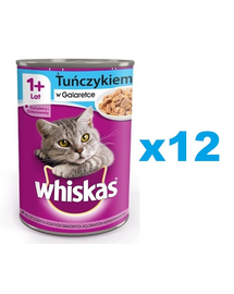 WHISKAS Adult 12x400 g teljes értékű nedves eledel felnőtt macskáknak, tonhal darabkák zselében