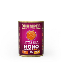 CHAMPER Coat Skin Turkey monoprotein kutyatáp pulykahússal 400 g
