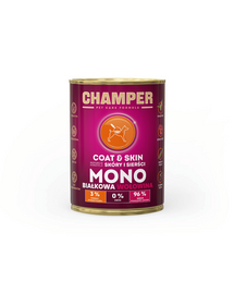 CHAMPER Coat Skin Beef monoprotein kutyatáp marhahússal 400 g