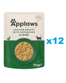 APPLAWS Cat Adult Pouch Chicken Breast with Asparagus in Broth kurczak i szparagi w bulionie 12x70 g