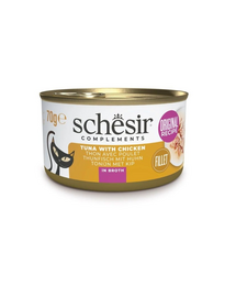 SCHESIR Tonhal csirkével macskáknak húslevesben 70 g
