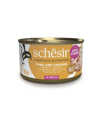 SCHESIR Tonhal csirkével és rizzsel, macskáknak készült húslevesben 85 g