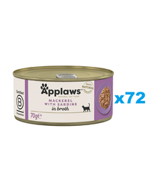 APPLAWS Cat Adult Mackerel with Sardine in Broth makrela i sardynka w bulionie 72x70 g