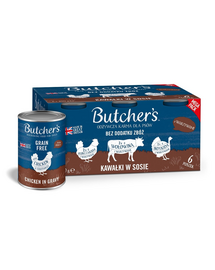 BUTCHER'S Original Recipe in gravy Ízek keveréke zöldségekkel 6x400 g mártásban főtt marhahús, pulyka és csirke darabkák kutyáknak