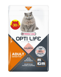 VERSELE-LAGA Opti Life Cat Adult Sensitive Salmon 1kg -30% promo érzékeny felnőtt macskáknak