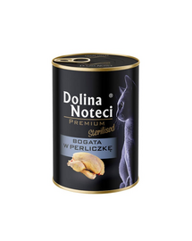 Premium DOLINA NOTECI Premium Sterilised Gazdag fürjjel ivartalanított macskáknak 400 gBogata w perliczkę dla kota po sterylizacji 400 g