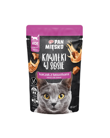 PAN MIĘSKO Kockák szószban Csirke garnélával nedves macskaeledel 85 g
